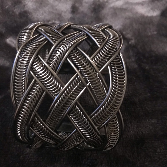 4/$15 Set of cuff bracelets, 2 gold, 1 dark grey - Picture 3 of 4